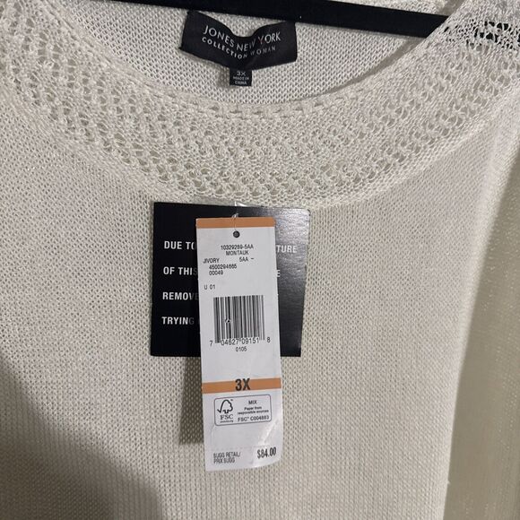 NWT - Vintage Jones New York White Sweater - 3X - Picture 2 of 6
